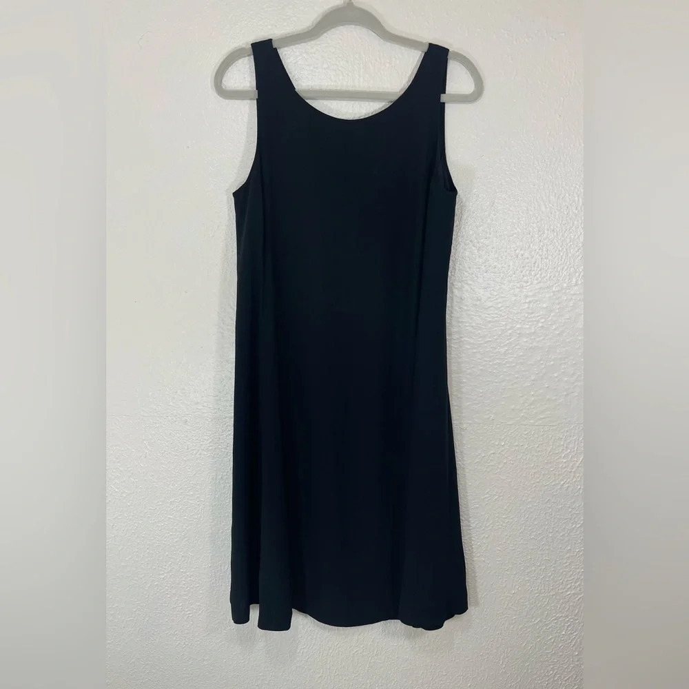 Eileen Fisher 100% Silk Black Sleeveless Midi Dress Women’s Sz Small Minimalist